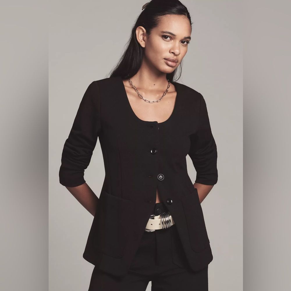 Anthropologie Maeve Scoop-Neck Cutaway Blazer Size Medium